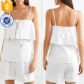 Branco em camadas de algodão Spaghetti Strap Verão Top Fabricação Atacado Moda Feminina Vestuário (TA0091T)